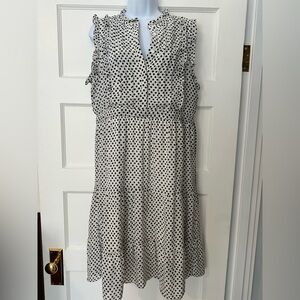Hazel Black and White Polka Dot Midi Dress Sz M